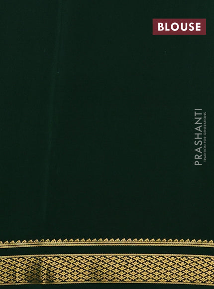 Pure mysore silk saree maroon and bottle green with allover zari checked pattern and zari woven border