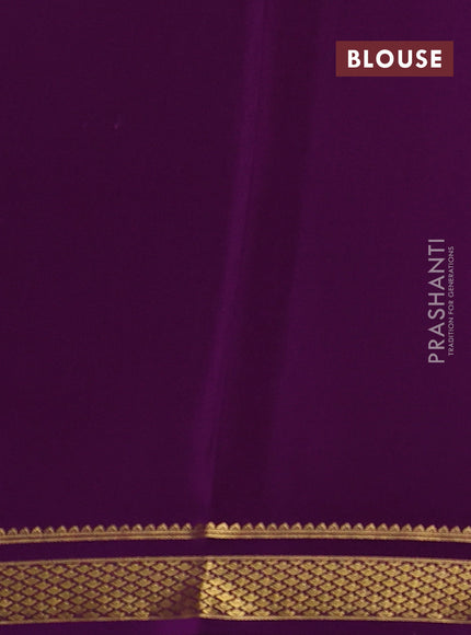 Pure mysore silk saree peach pink and violet with allover zari checked pattern and zari woven border