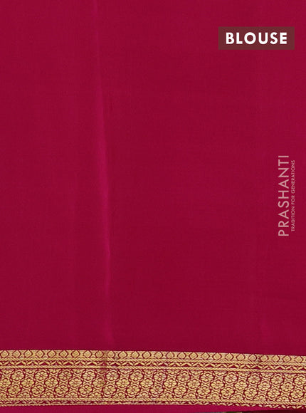 Pure mysore silk saree light green and pink with allover small zari checked pattern and zari woven border