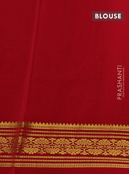 Pure mysore silk saree off white and red with allover zari checks & buttas and zari woven border