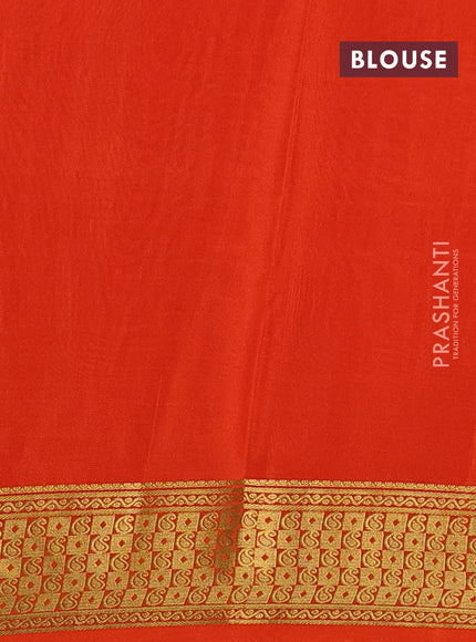 Pure mysore silk saree red and orange with allover zari checks & buttas and zari woven border