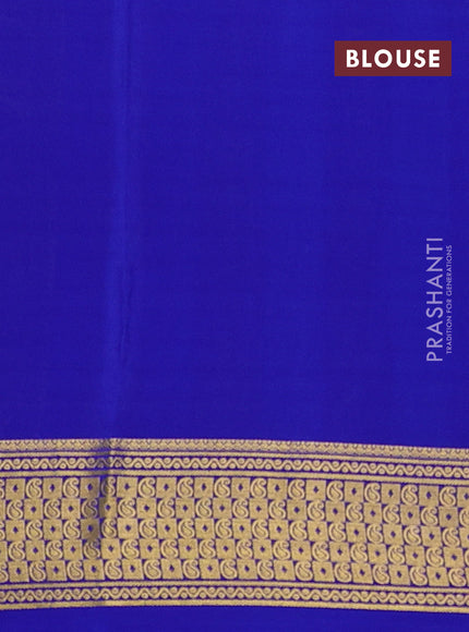 Pure mysore silk saree cs blue and royal blue with allover zari checks & buttas and zari woven border