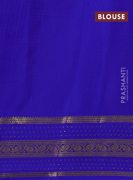Pure mysore silk saree cs blue and royal blue with allover small zari checked pattern and zari woven border