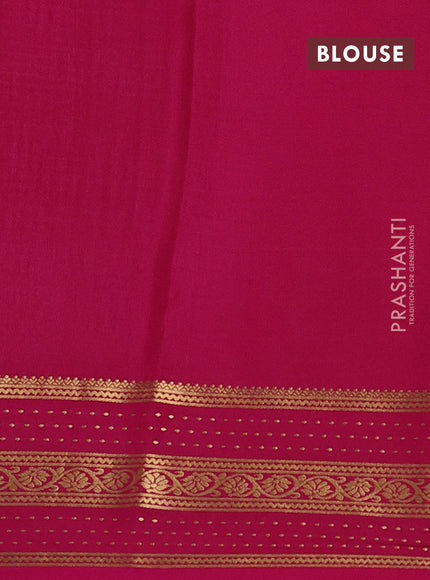 Pure mysore silk saree light green and pink with allover zari checked pattern and zari woven border