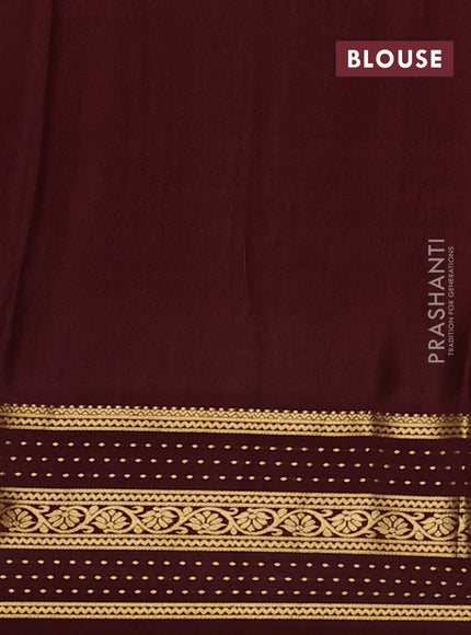 Pure mysore silk saree rust shade and coffee brown with allover small zari checked pattern and zari woven border