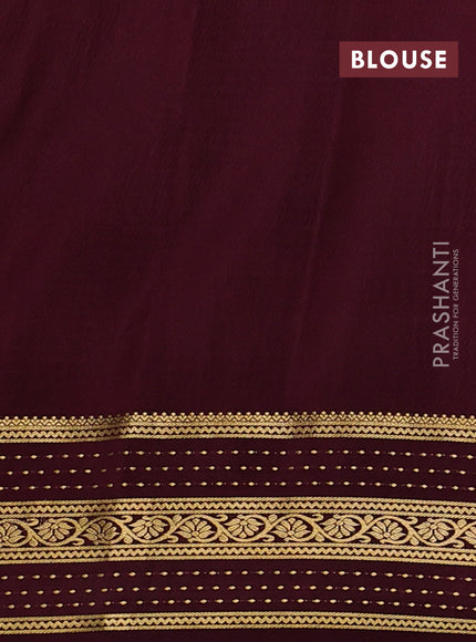 Pure mysore silk saree lotus pink and coffee brown with allover small zari checked pattern and zari woven border