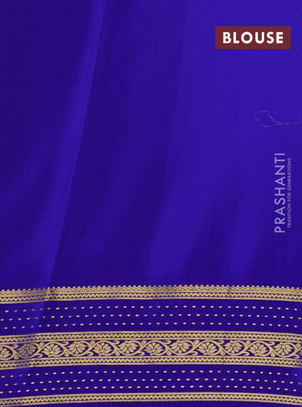 Pure mysore silk saree lavender and royal blue with allover small zari checked pattern and zari woven border