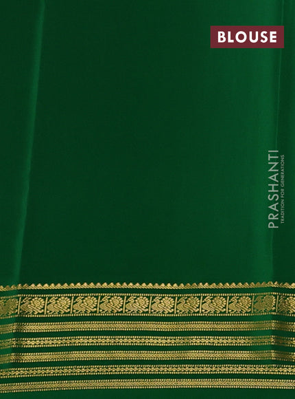 Pure mysore silk saree mustard yellow and green with plain body and zari woven border