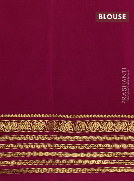 Pure mysore silk saree teal green and pink with plain body and zari woven border
