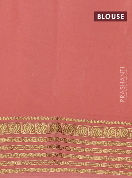 Pure mysore silk saree purple and peach shade with plain body and zari woven border