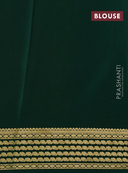 Pure mysore silk saree mustard yellow and green with plain body and zari woven border