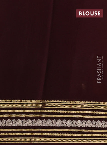 Pure mysore silk saree rust shade and coffee brown with allover zari checks & buttas and zari woven border