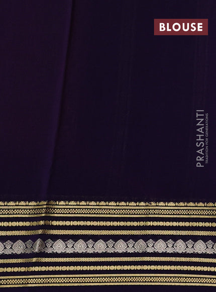 Pure mysore silk saree maroon and deep violet with allover zari checks & buttas and zari woven border