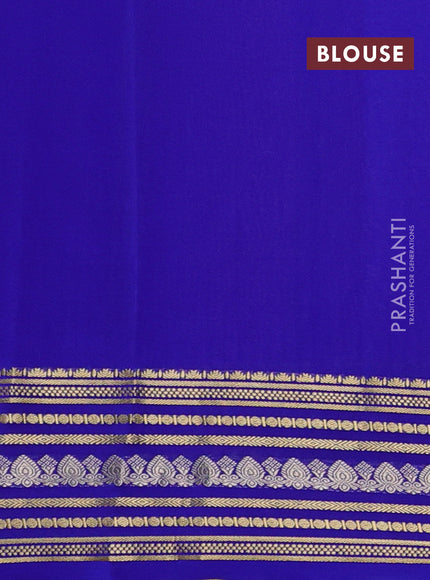 Pure mysore silk saree lotus pink and royal blue with allover zari checks & buttas and zari woven border