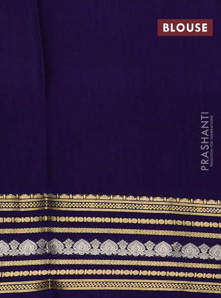 Pure mysore silk saree pink and navy blue with allover zari checks & buttas and zari woven border