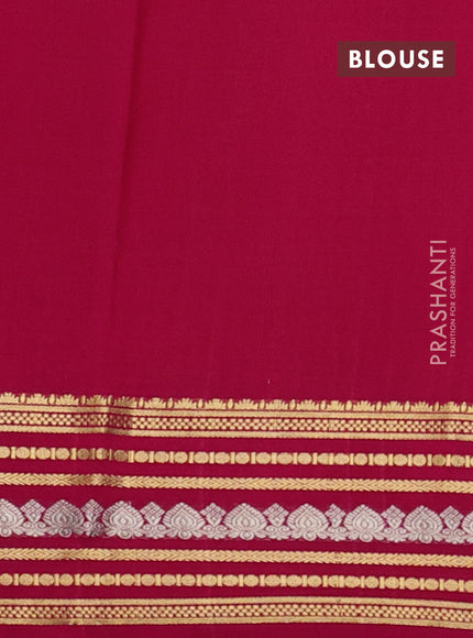 Pure mysore silk saree light green and pink with allover small zari checks & buttas and zari woven border