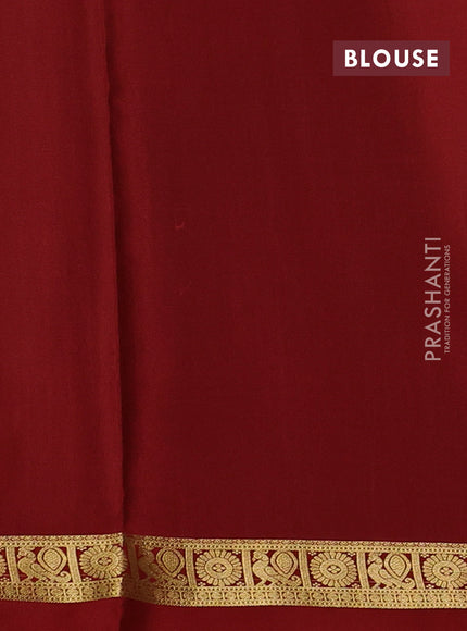 Pure mysore silk saree peacock green and maroon with allover zari woven buttas and zari woven simple border