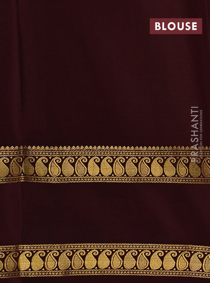 Pure mysore silk saree rust shade and coffee brown with allover small zari checks & buttas and rettapet zari woven border