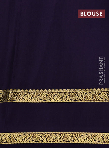 Pure mysore silk saree teal blue and navy blue with allover small zari checks & buttas and rettapet zari woven border
