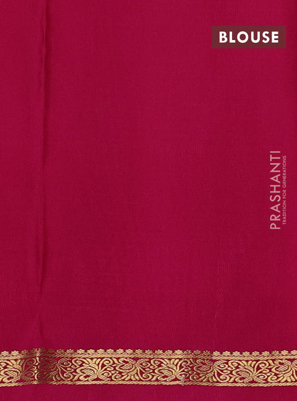 Pure mysore silk saree lime green and pink with allover small zari checks & buttas and rettapet zari woven border