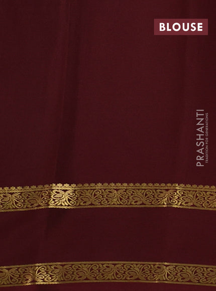 Pure mysore silk saree rust shade and coffee brown with allover small zari checks & buttas and rettapet zari woven border