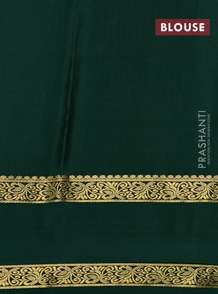 Pure mysore silk saree mustard yellow and green with allover small zari checks & buttas and rettapet zari woven border