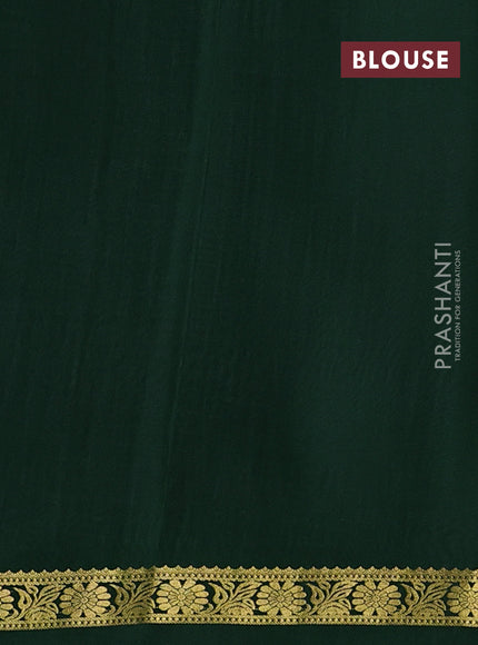 Pure mysore silk saree maroon and green with allover zari stripe pattern and zari woven simple border