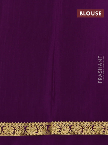 Pure mysore silk saree lavender and purple with allover zari stripe pattern and zari woven simple border