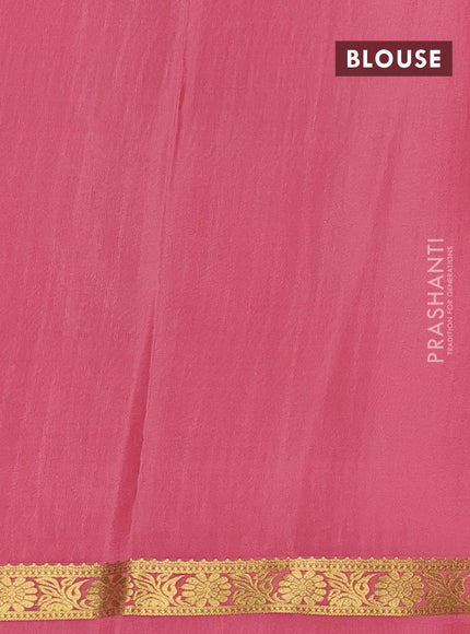 Pure mysore silk saree bottle green and peach pink with allover zari stripe pattern and zari woven simple border