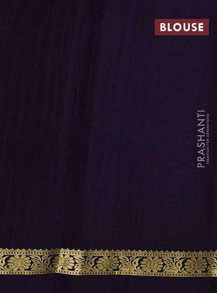 Pure mysore silk saree mauve pink and deep violet with allover zari stripe pattern and zari woven simple border