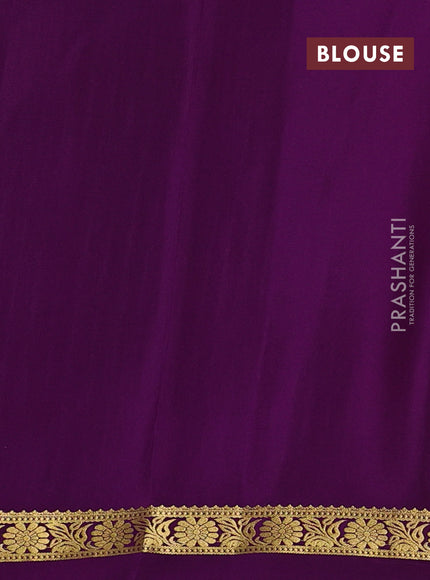 Pure mysore silk saree peach pink and purple with allover zari stripe pattern and zari woven simple border