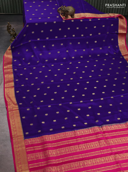 Pure mysore silk saree blue and pink with allover annam zari woven buttas and zari woven border