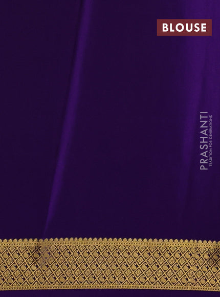 Pure mysore silk saree pink and violet with allover zari checks & buttas and zari woven border