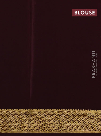 Pure mysore silk saree rust shade and coffee brown with allover zari checks & buttas and zari woven border