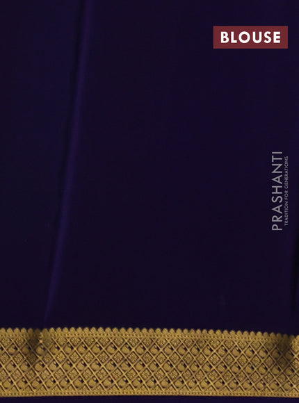 Pure mysore silk saree teal green and blue with allover zari checks & buttas and zari woven border