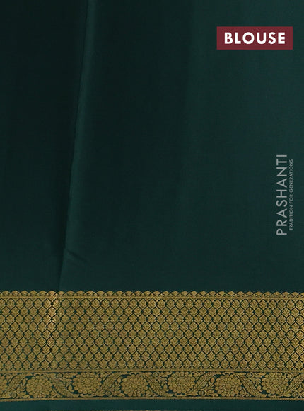 Pure mysore silk saree rust shade and green with allover zari woven buttas and zari woven border