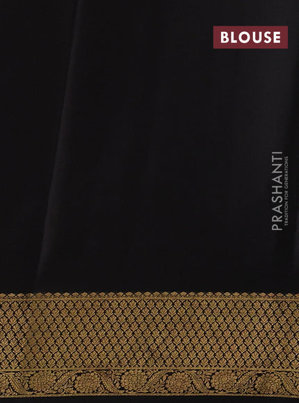 Pure mysore silk saree maroon and black with allover zari woven buttas and zari woven border