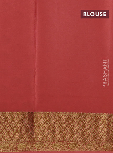 Pure mysore silk saree deep wine shade and peach shade with allover zari woven buttas and zari woven border