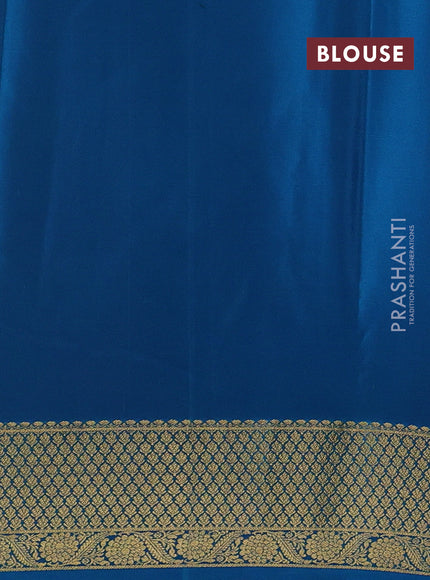 Pure mysore silk saree maroon and cs blue with allover zari woven buttas and zari woven border