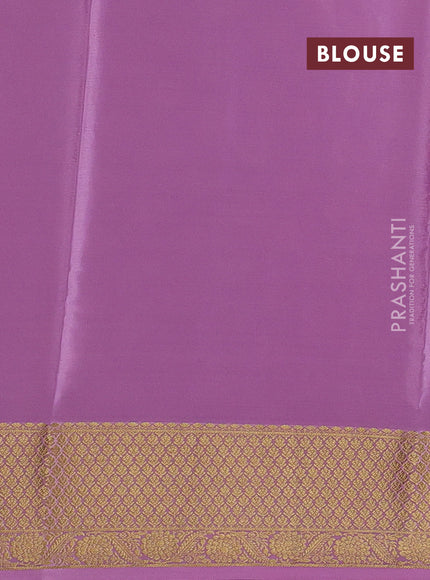 Pure mysore silk saree bottle green and lotus pink with allover zari woven buttas and zari woven border
