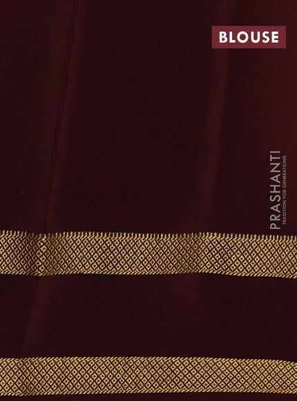 Pure mysore silk saree rust shade and coffee brown with allover small checked pattern and rettapet zari woven border