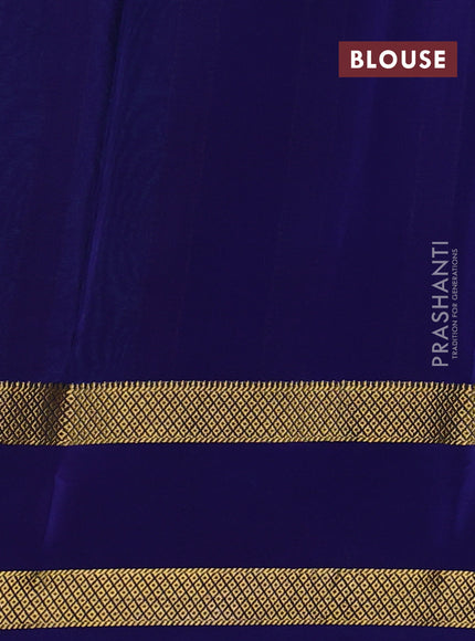 Pure mysore silk saree teal blue and blue with allover small checked pattern and rettapet zari woven border