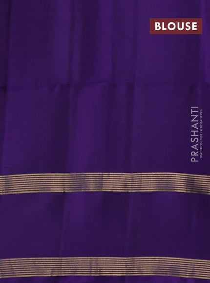Pure soft silk saree cs blue and violet with silver & gold zari woven buttas and rettapet zari woven border