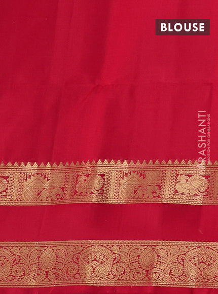 Pure soft silk saree red with silver & gold zari woven buttas and rettapet zari woven border