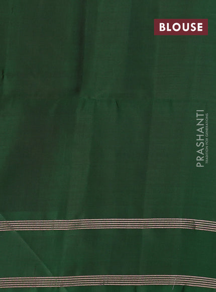 Pure soft silk saree dark mustard and green with zari woven buttas and rettapet zari woven border