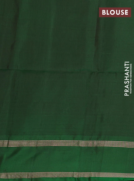 Pure soft silk saree rustic orange and dual shade of green with zari woven buttas and rettapet zari woven border