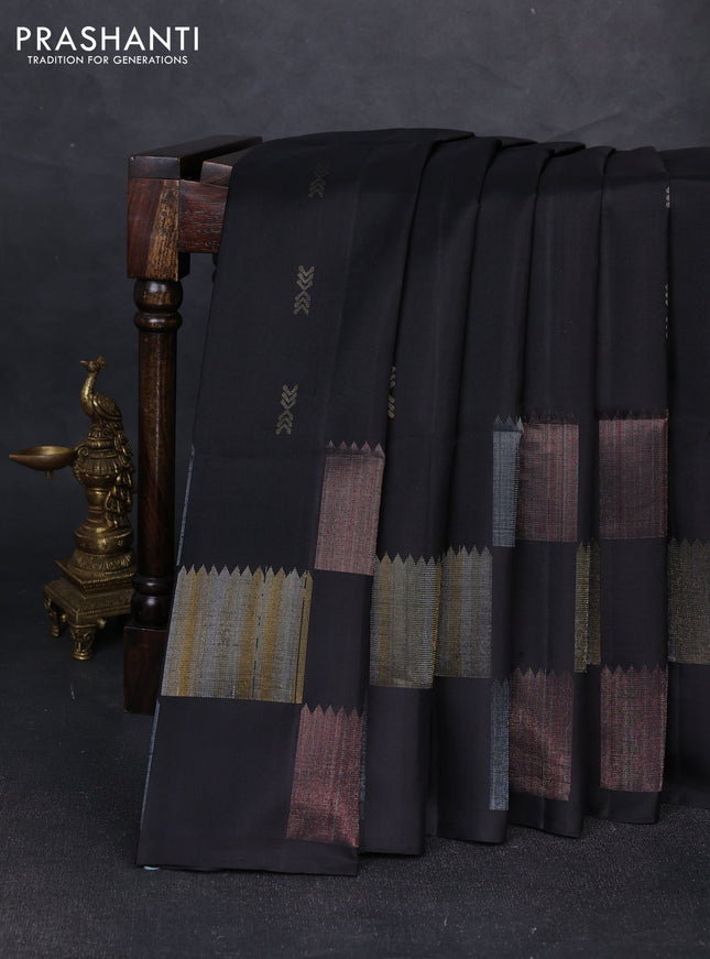 Pure soft silk saree black with zari woven buttas and zari woven butta border
