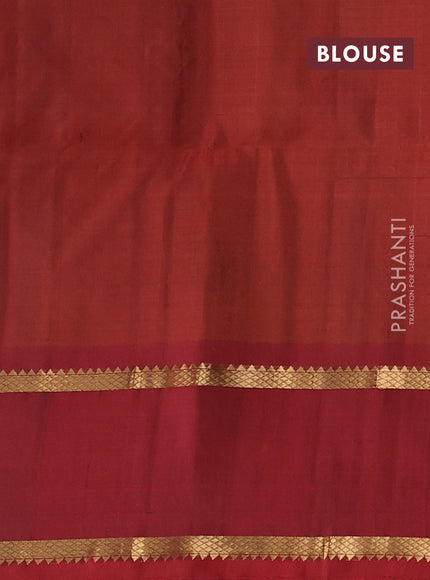 Pure soft silk saree jamun shade and rust shade with allover zari stripe pattern and rettapet zari woven border