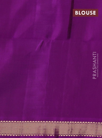Pure soft silk saree chikku shade and purple with zari woven buttas and zari woven border