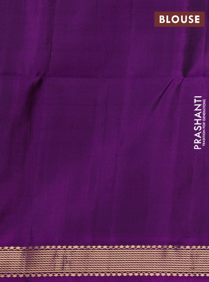 Pure soft silk saree mehendi green and purple with zari woven buttas and zari woven border